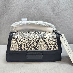 Nicole Miller New York Black White Snake Purse Women's Small Satchel Handbag NWT